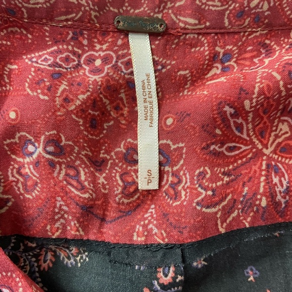 Free People Boho Blouse Size Small Floral Balloon Sleeve W Black Camisole Set - Picture 11 of 13